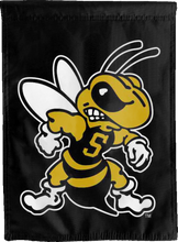 Load image into Gallery viewer, black wvsu yellow jackets double sided house flag for game day decor

