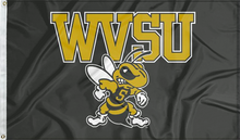 Load image into Gallery viewer, black wvsu yellow jackets flag for college dorm decor

