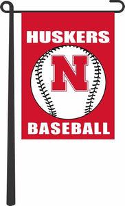 Red 13x18 Nebraska Baseball Garden Flag