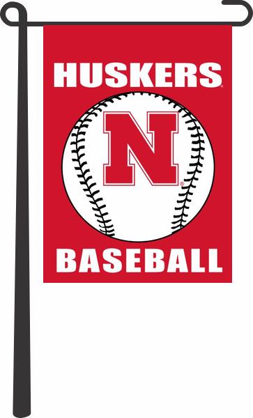 Red 13x18 Nebraska Baseball Garden Flag