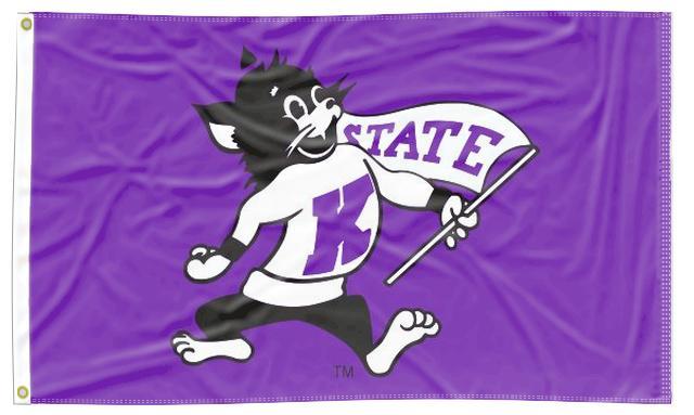 Kansas State - Willie Wildcat Purple 3x5 Flag