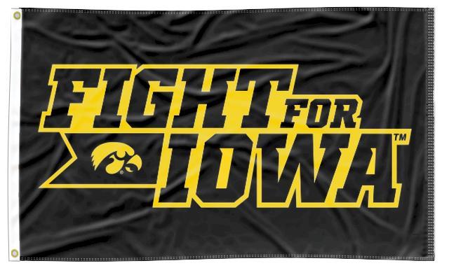 Iowa - Fight For Iowa Black 3x5 Flag