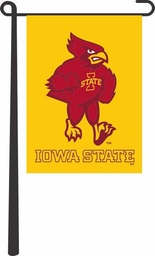 Gold 13x18 Iowa State Garden Flag with Cy The Cardinal Logo