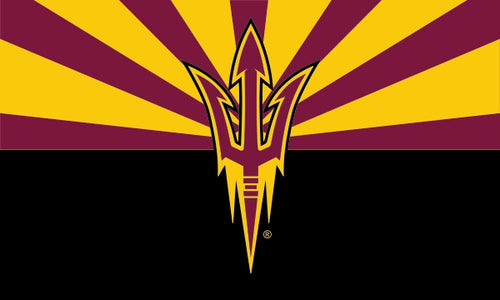 3x5 ASU Flag with ASU Pitchfork Logo and Arizona State Flag Style Background