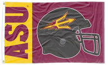 Load image into Gallery viewer, 3x5 ASU Football Flag with Football Helmet Logo and Two Metal Grommets
