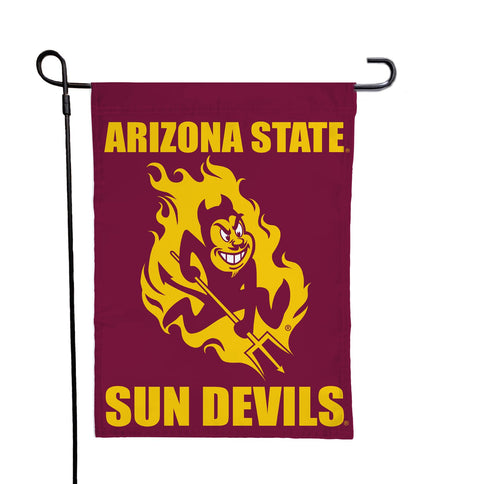 Maroon 13x18 ASU Garden Flag with Arizona State Sun Devils Logo