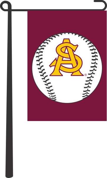 Maroon 13x18 ASU Baseball Garden Flag