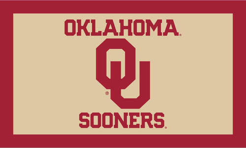 Red and Cream 3x5 University of Oklahoma Flag with Oklahoma OU Sooners Logo