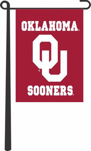 Red 13x18 University of Oklahoma Garden Flag with Oklahoma OU Sooners Logo