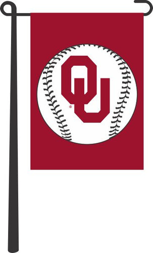Red 13x18 University of Oklahoma Sooners Baseball Flag