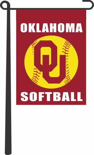 Red 13x18 University of Oklahoma Softball Garden Flag