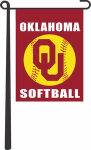 Red 13x18 University of Oklahoma Softball Garden Flag