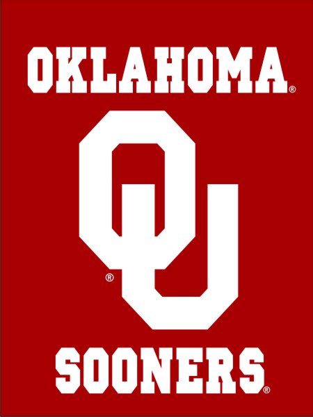 Red University of Oklahoma House Flag with Oklahoma OU Sooners Logo