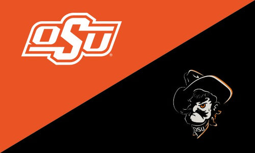 3x5 Oklahoma State Flag with House Divided Style OSU and Pistol Pete Logo