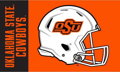 2 Panel Black and Orange 3x5 Oklahoma State Flag with OSU Football Helmet Logo