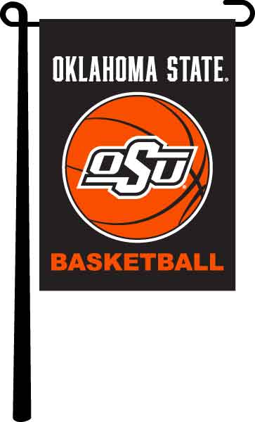 Black 13x18 Oklahoma State Basketball Garden Flag