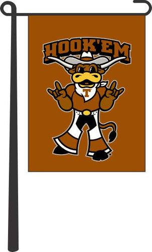 Texas Orange 13x18 Texas Longhorns Garden Flag with Hook Em Horns Logo