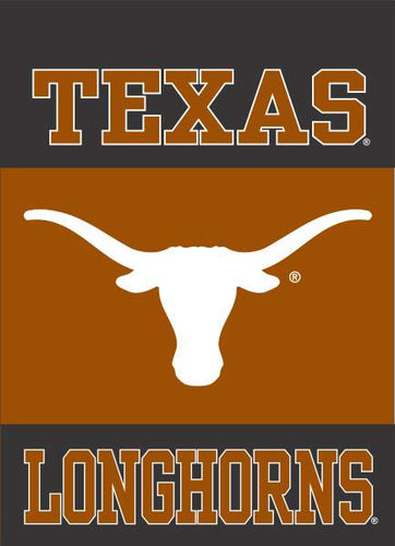 Orange and Black University of Texas House Flag with 3 Panel Texas Longhorns Logo