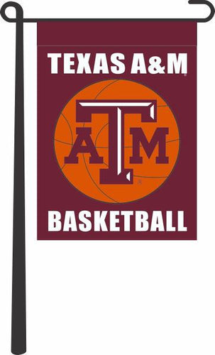 Maroon 13x18 Texas A&M Garden Flag with Texas A&M Basketball Logo
