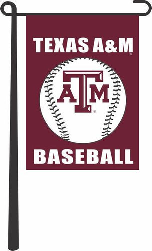 Maroon 13x18 Texas A&M Garden Flag with Texas A&M Baseball Logo