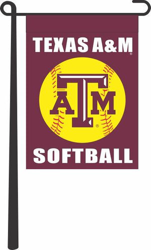 Maroon 13x18 Texas A&M Garden Flag with Softball Logo