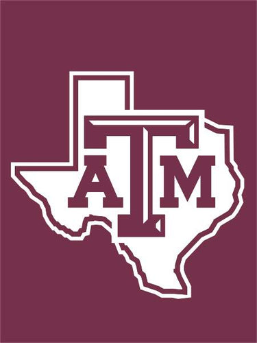 Maroon Texas A&M House Flag with Texas Border and ATM Logo
