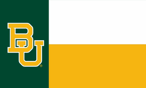 Green White and Gold 3x5 Baylor Flag with State of Texas Style Background