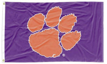 Load image into Gallery viewer, Purple 3x5 Clemson University Flag with Orange Paw and Two Metal Grommets
