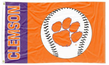 Load image into Gallery viewer, Purple and Orange 3x5 Clemson University Flag with Clemson Baseball Logo and Two Metal Grommets
