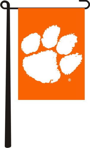 Orange Clemson Garden Flag with Clemson Paw Logo