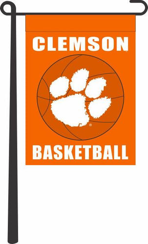 Orange 13x18 Clemson Garden Flag with Clemson Basketball Logo