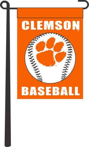 Orange 13x18 Clemson University Garden Flag with Clemson Baseball Logo