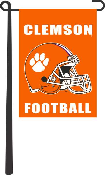 Orange 13x18 Clemson Garden Flag with Clemson Football Helmet Logo