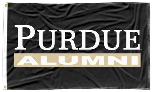 Black 3x5 Purdue Flag with Purdue Alumni Logo and Two Metal Grommets
