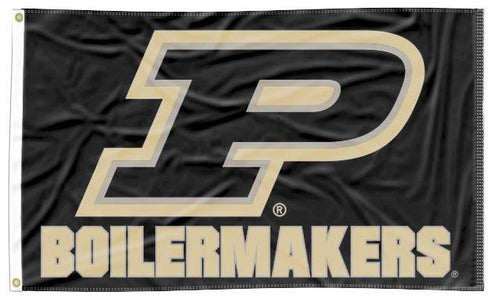 Black 3x5 Purdue Flag with P Boilermakers Logo