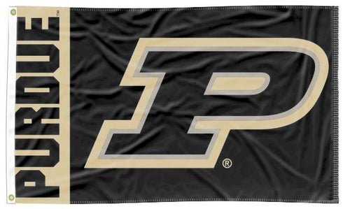 3x5 Purdue Flag with Two Panel Purdue Logo and Two Metal Grommets