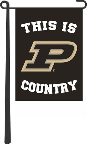 Black Purdue 13x18 Garden Flag with This Is Purdue Country Logo