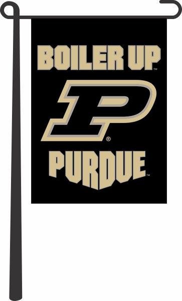 Black 13x18 Purdue Garden Flag with Boiler Up Purdue Logo