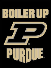 Load image into Gallery viewer, Black Purdue House Flag with Boiler Up Purdue Logo
