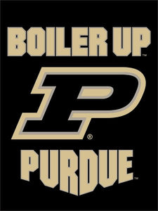 Black Purdue House Flag with Boiler Up Purdue Logo