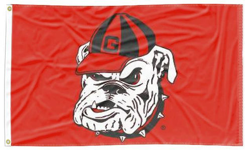 Red 3x5 Georgia Bulldogs Flag with Two Metal Grommets
