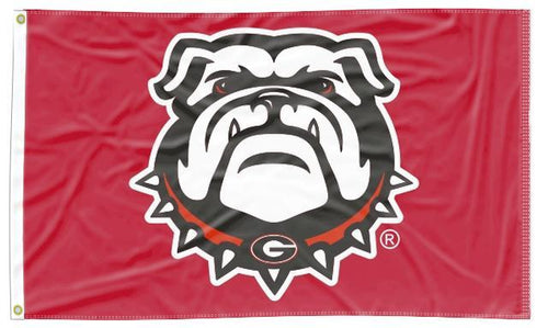 Red 3x5 University of Georgia Bulldog Flag and Two Metal Grommets