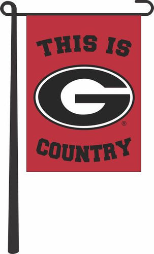 Red 13x18 University of Georgia Garden Flag with This Is Bulldogs Country Logo