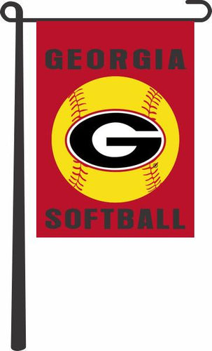 Red 13x18 Georgia Softball Garden Flag