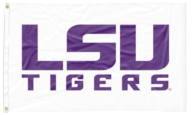 LSU - Tigers White 3x5 Flag