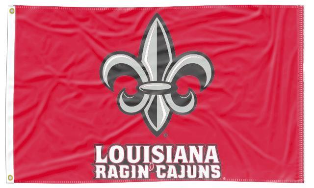 Louisiana Lafayette- Fleur & Ragin Cajuns Red 3x5 Flag
