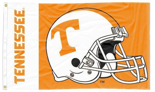 White and Orange 2 Panel 3x5 Tennessee Vols Flag with Football Helmet Logo