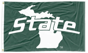 Green 3x5 Michigan State Flag with State of Michigan Logo and Two Metal Grommets