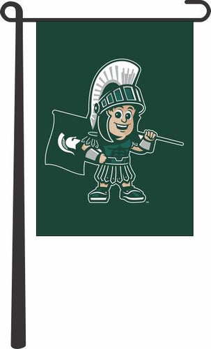 Green 13x18 Michigan State Garden Flag with Sparty the Spartan Logo