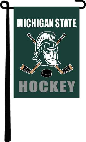 Green 13x18 Michigan State Hockey Garden Flag